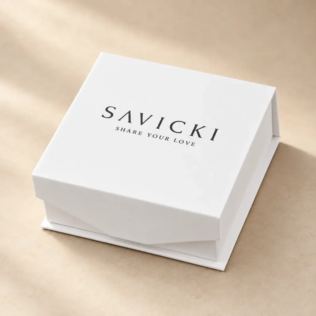 Białe pudełko jubilerskie P174 Savicki z czarnym logo