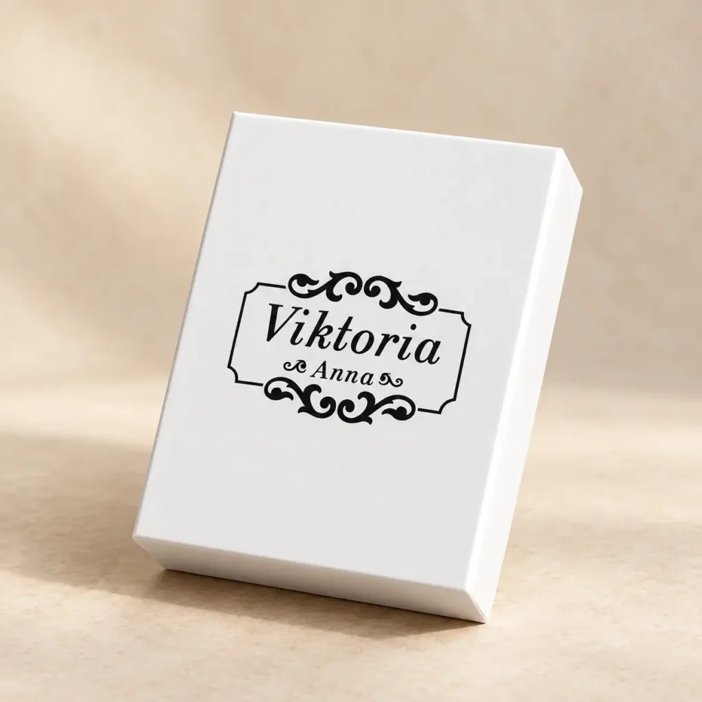 Białe opakowanie premium z logo Viktoria Anna
