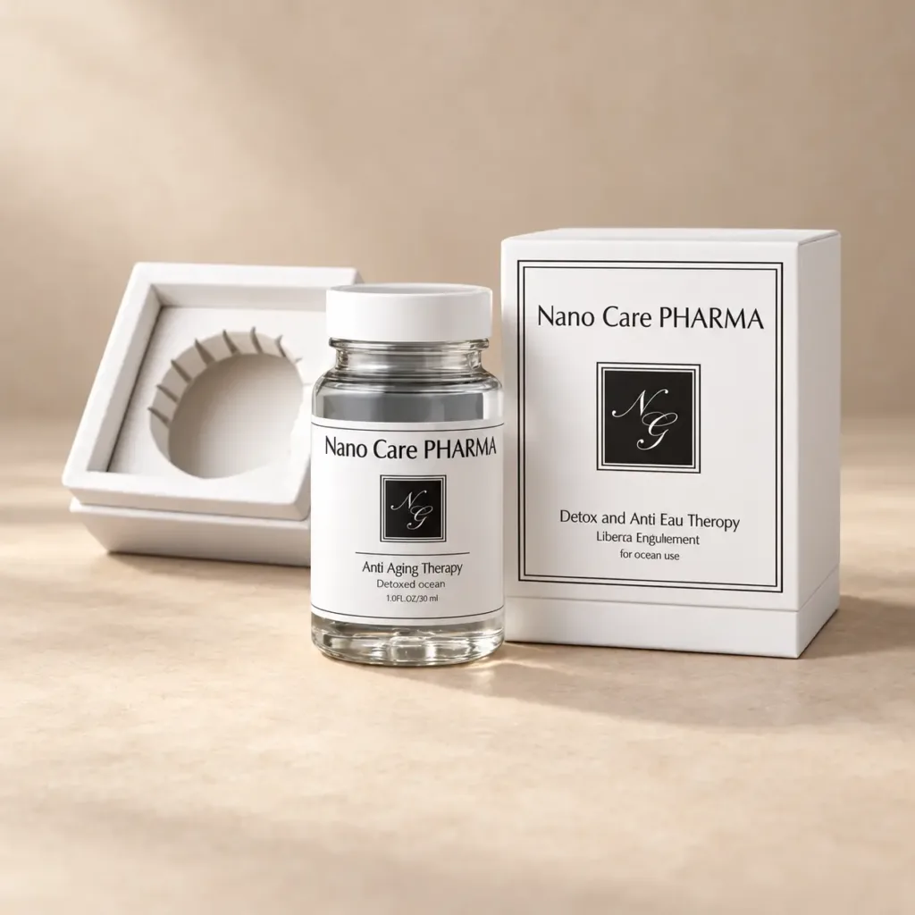 Zestaw opakowań produktowych Nano Care Pharma z wkładem