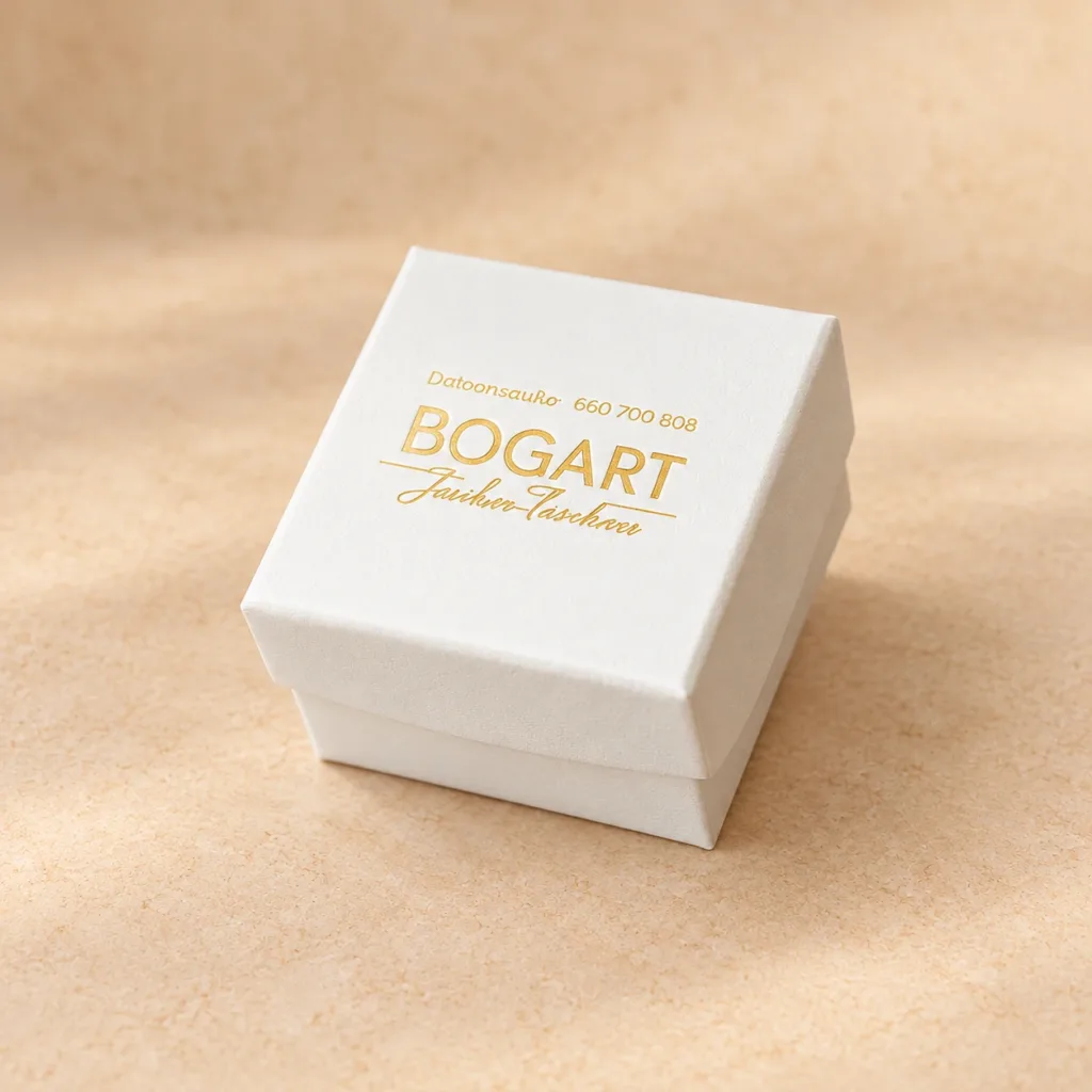 Białe pudełko jubilerskie BogArt ze złotym logo