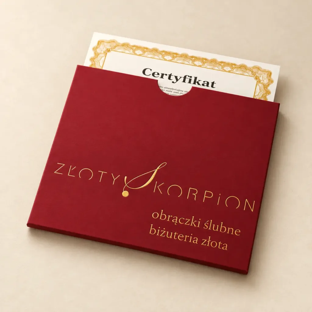 Czerwone etui Kop/cert na certyfikat z ozdobnym nadrukiem